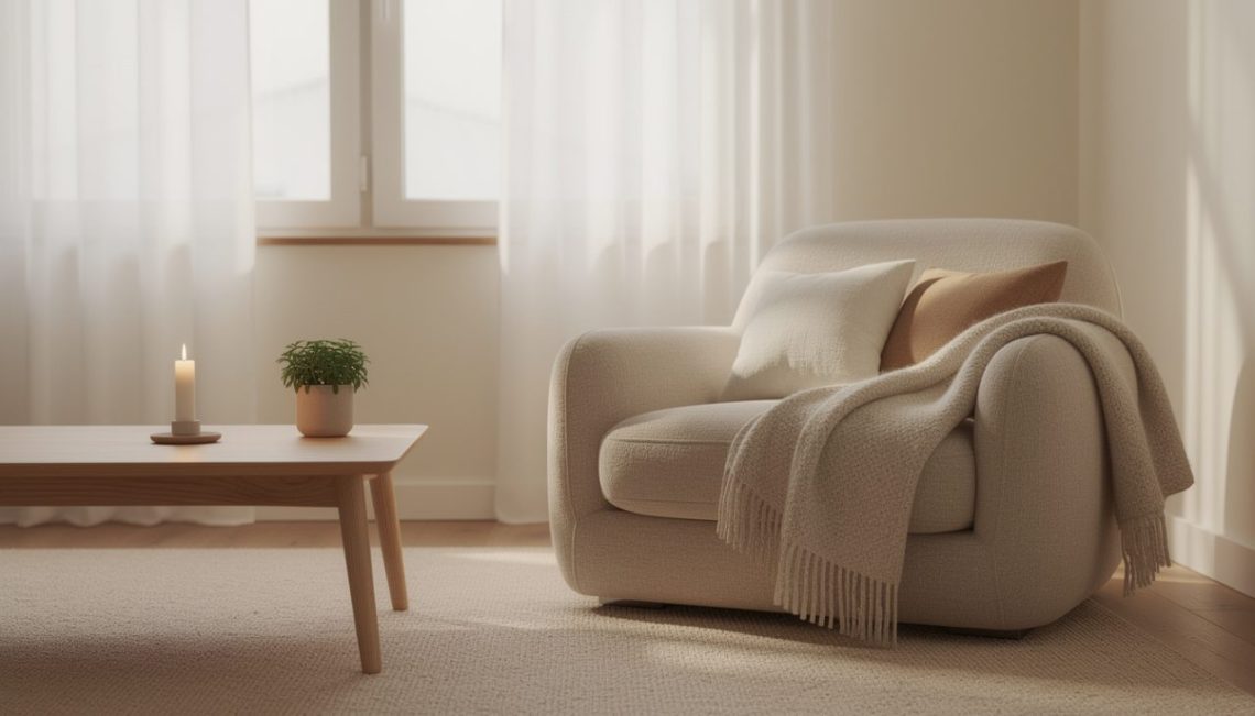 découvrez comment créer une ambiance cocooning dans votre salon en utilisant peu d'objets, pour un espace chaleureux, épuré et confortable.