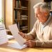 Homme retraité actif consultant des documents de carrière vierges et un calendrier mensuel non marqué sur une table de travail lumineuse.